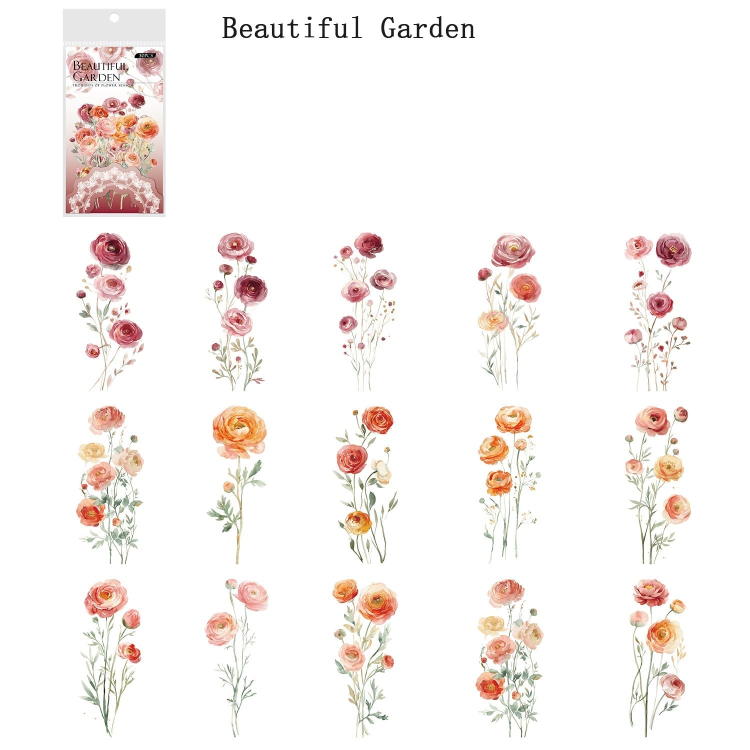 120 Retro Floral PET Sticker Set for Journaling & Scrapbooking