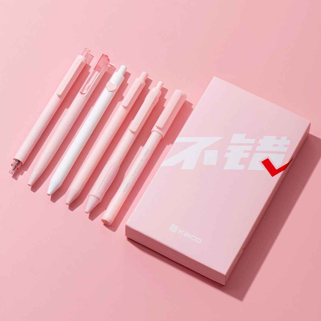KACO Right Choice Gel Pen 0.5mm Black Ink 6 Pink Set
