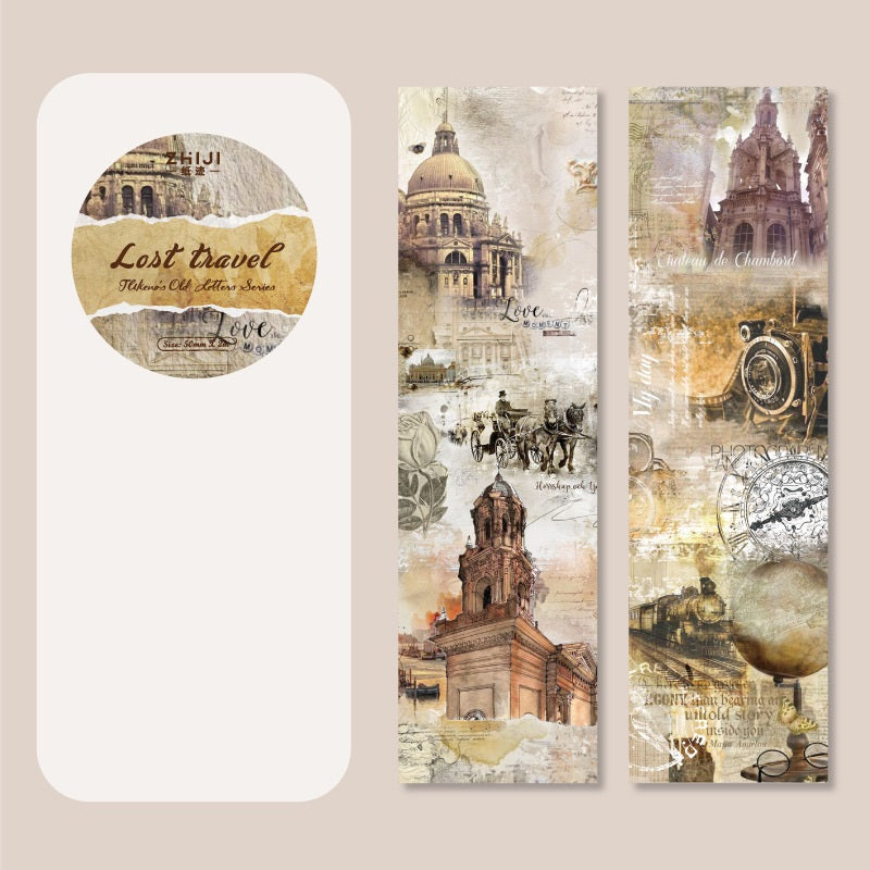 6 Vintage Rustic Letterpress Kraft Paper Tape 50mm x 2m