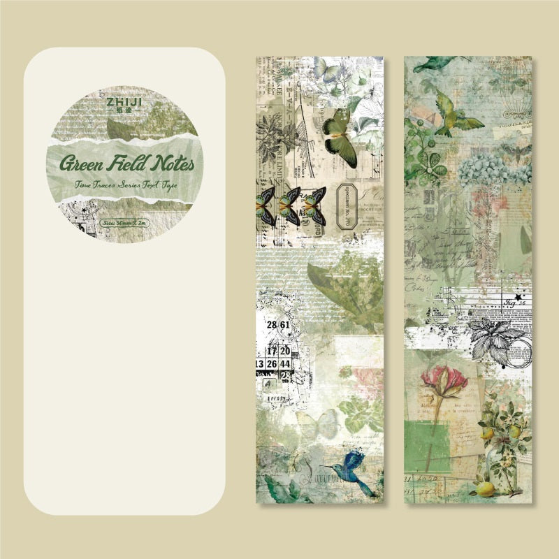 6 Vintage Rustic Letterpress Kraft Paper Tape 50mm x 2m