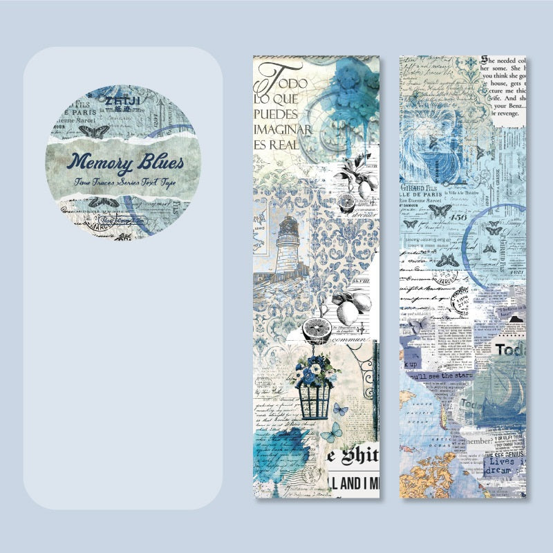 6 Vintage Rustic Letterpress Kraft Paper Tape 50mm x 2m