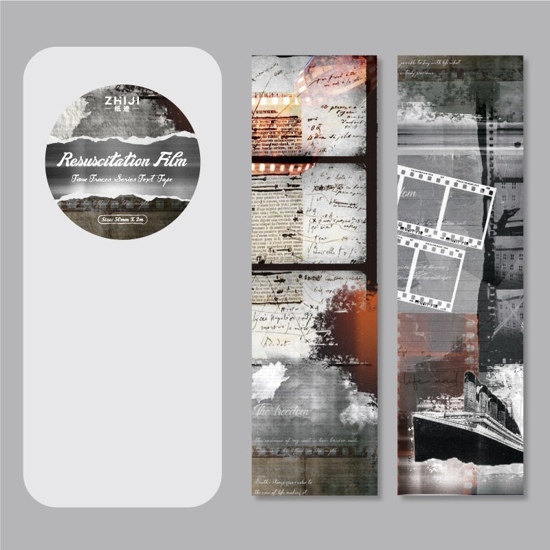 6 Vintage Rustic Letterpress Kraft Paper Tape 50mm x 2m