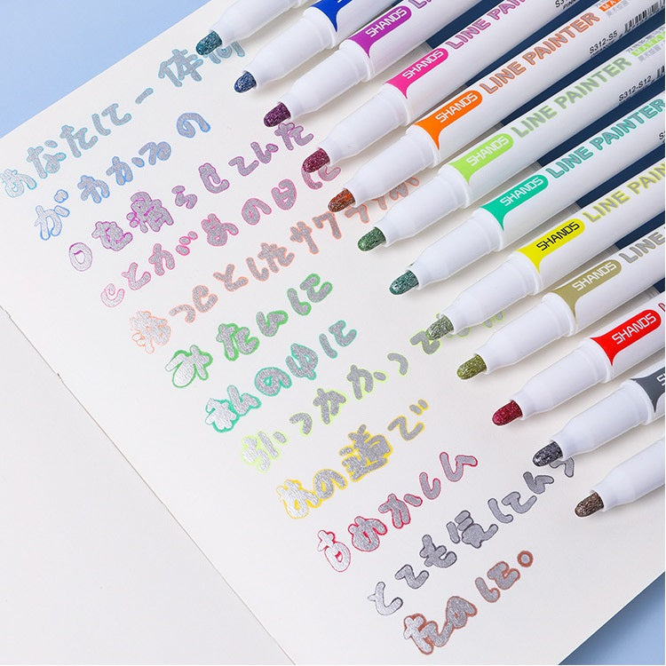 SHANDS 12 Colors Double Line Outline Pens