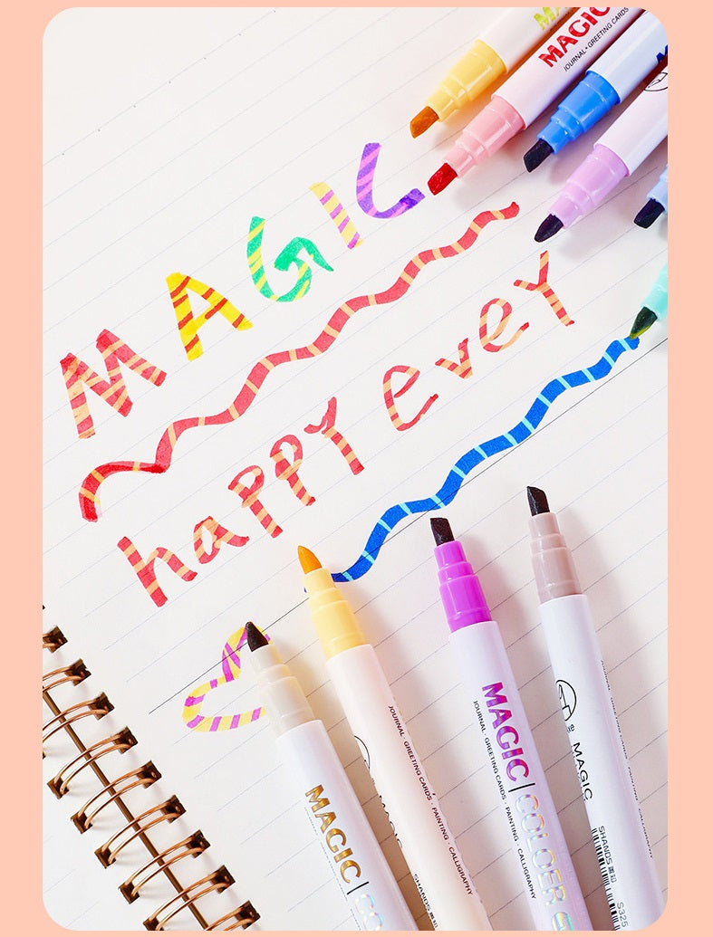 12 Magic Color Markers Dual Tip Highlighter