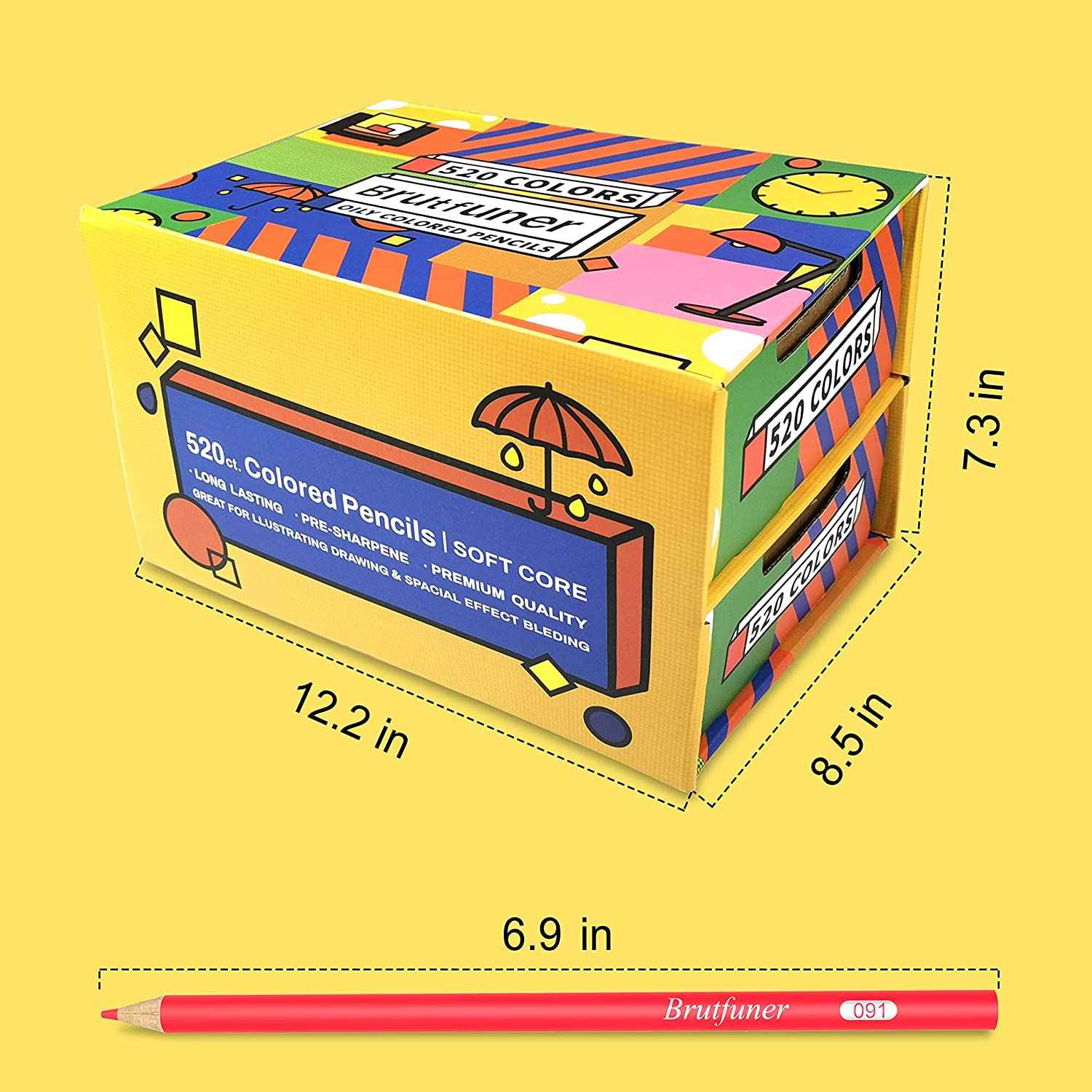 Brutfuner 520 Colored Sketching Pencils Soft Core Gift Box - TTpen