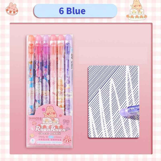 SHANDS Cheese Rabbit Erasable Gel Pens 12 Pack(6 Blue 6 Blue Ink)