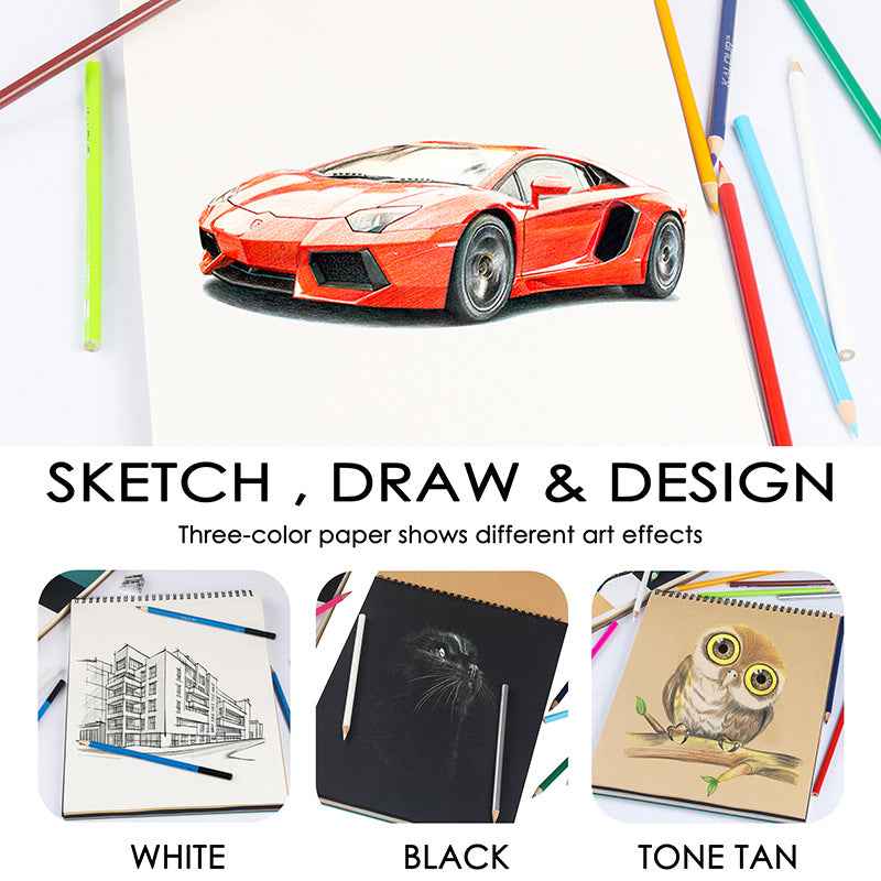 KALOUR Sketchbook,9x12 Inches 60 Sheet Sketchpad 78lb/100gsm(2 Pack) - TTpen