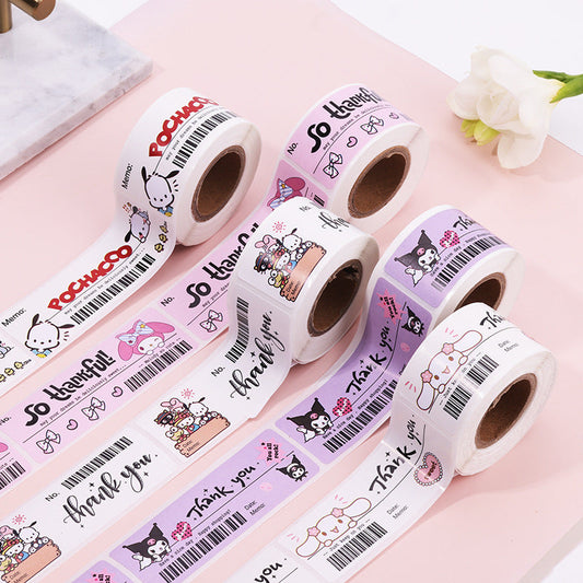 5 Rolls Sanrio Thank You Stickers,1x3 Inch,600 Labels