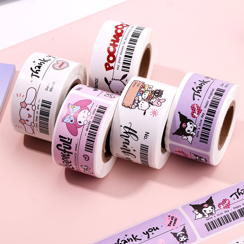 5 Rolls Sanrio Thank You Stickers,1x3 Inch,600 Labels