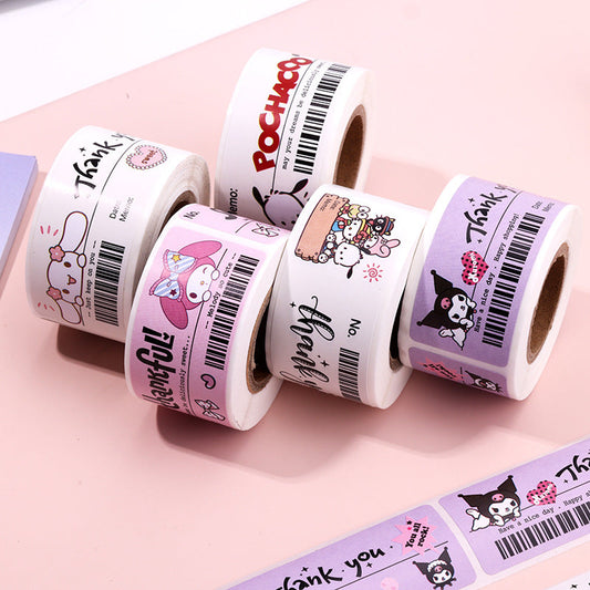 5 Rolls Sanrio Thank You Stickers,1x3 Inch,600 Labels