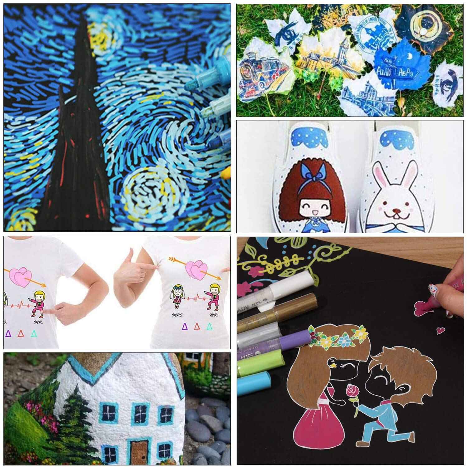 STA 1000 Acrylic Painter Marker Pens 12 Color for Glass Rock Wood Canvas - TTpen