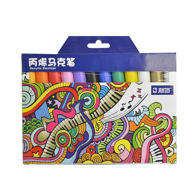 STA 1000 Acrylic Painter Marker Pens 12 Color for Glass Rock Wood Canvas - TTpen