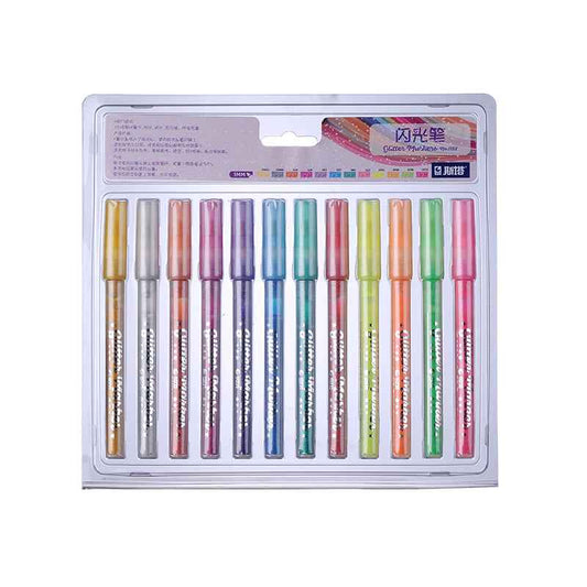 STA 1152 Glitter Markers 12 Color for DIY Photo Album Artist Drawing - TTpen