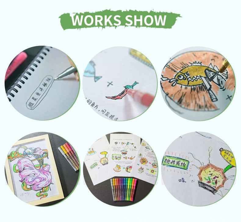 STA 1152 Glitter Markers 6 Color for DIY Photo Album Artist Drawing - TTpen