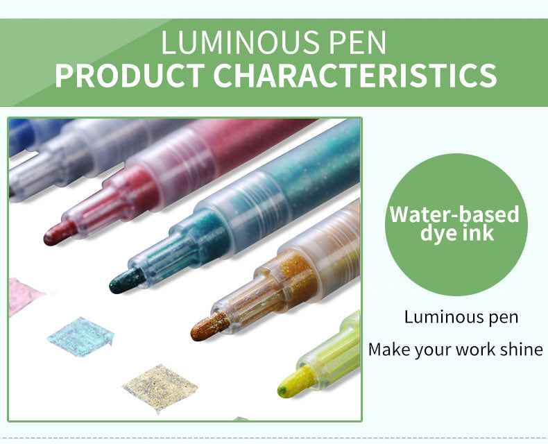 STA 1152 Glitter Markers 6 Color for DIY Photo Album Artist Drawing - TTpen