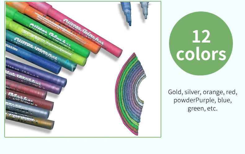 STA 1152 Glitter Markers 12 Color for DIY Photo Album Artist Drawing - TTpen
