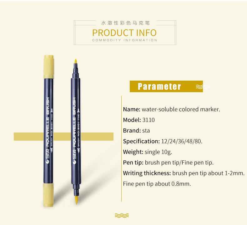 STA 3110 24 Color Double-Ended Watercolour Brush Pen - TTpen