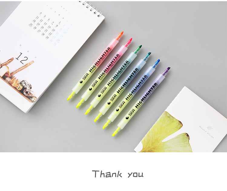 STA 3130 Double Ended Highlighter Set Candy Color 6 Pack - TTpen