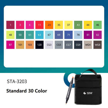 SAT 3203 Twin Art Markers Alcohol Based 30 Color Animaiton Fashion Set - TTpen