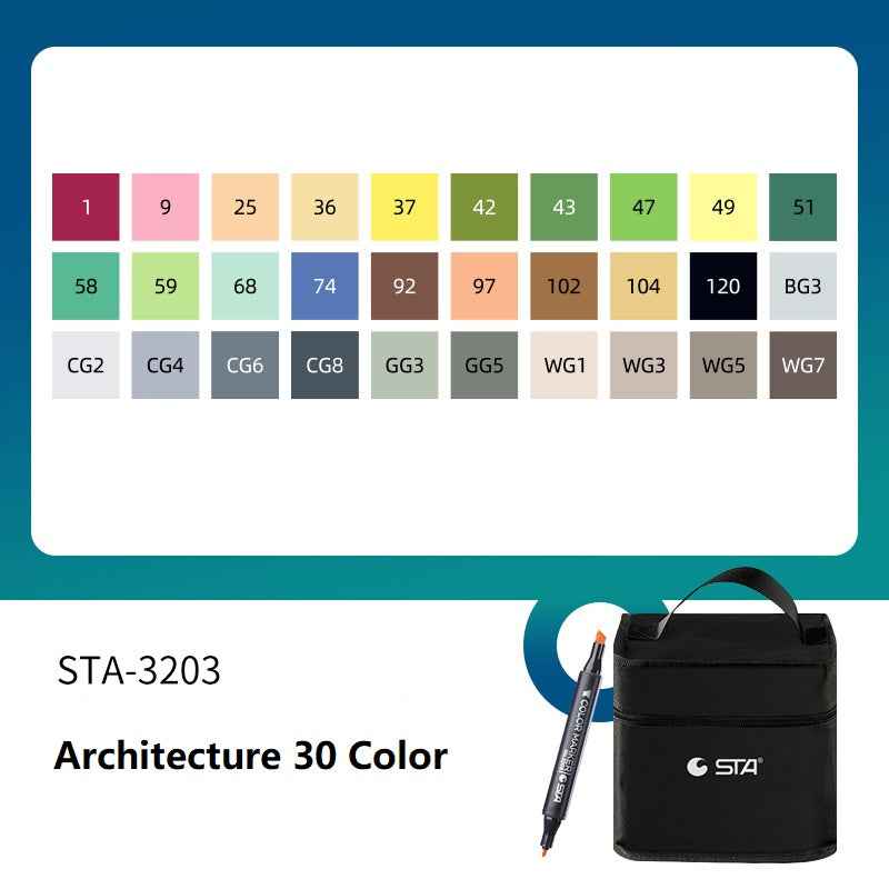 SAT 3203 Twin Art Markers Alcohol Based 30 Color Animaiton Fashion Set - TTpen