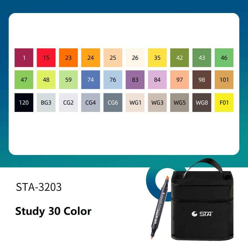 SAT 3203 Twin Art Markers Alcohol Based 30 Color Animaiton Fashion Set - TTpen