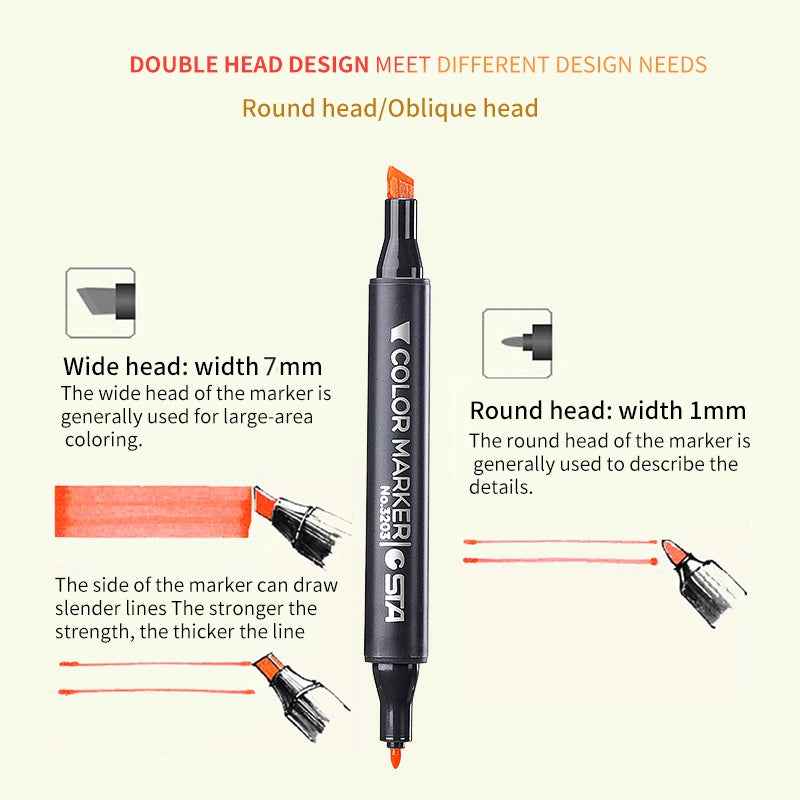 SAT 3203 Alcohol Art Markers 80 Color Dual Tip for Drawing Sketching - TTpen