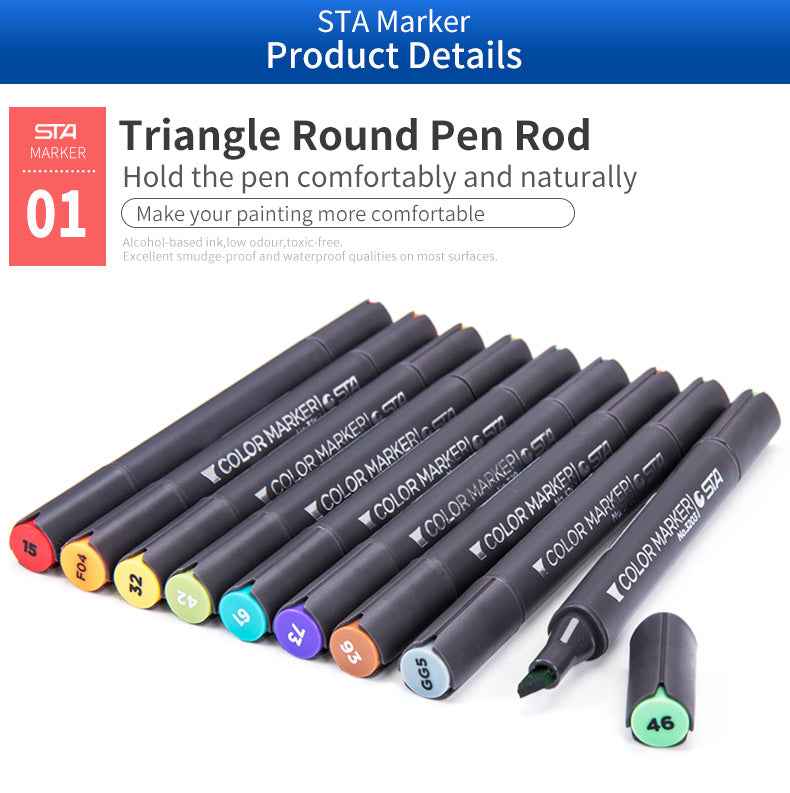 SAT 3203 Alcohol Art Markers 60 Color Dual Tip Product Design Set - TTpen