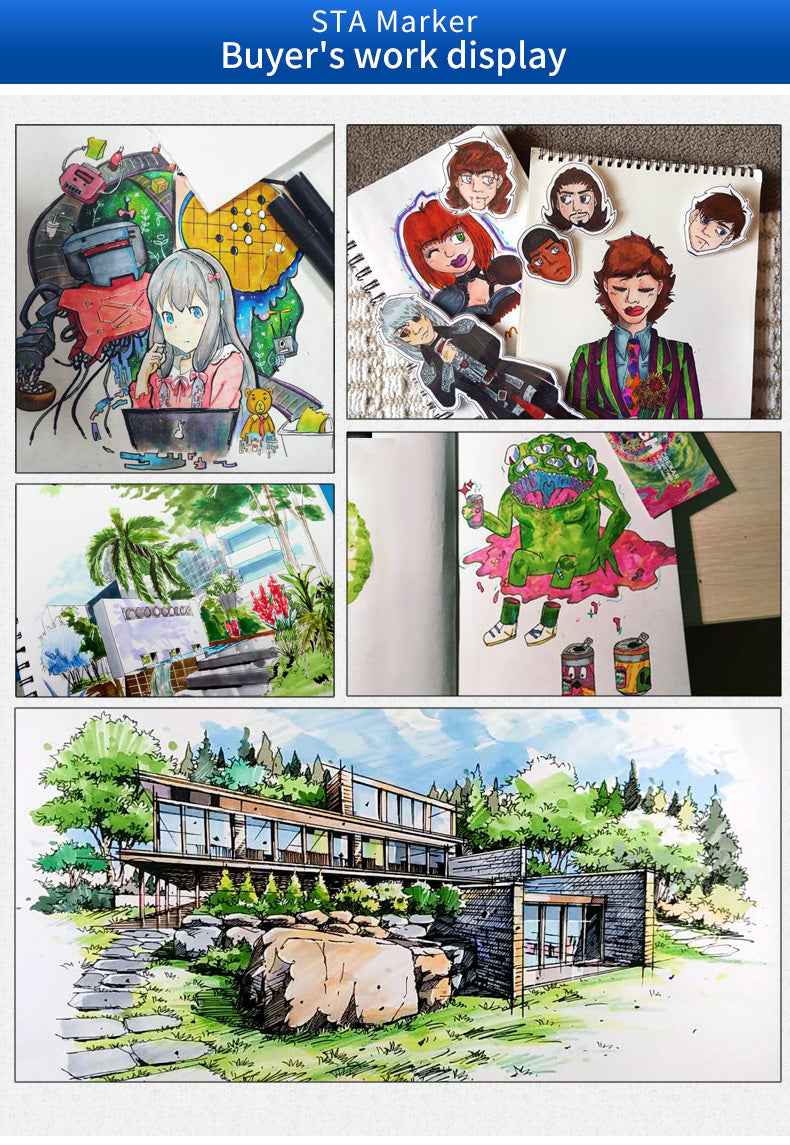 SAT 3203 Alcohol Art Markers 60 Color Dual Tip Product Design Set - TTpen