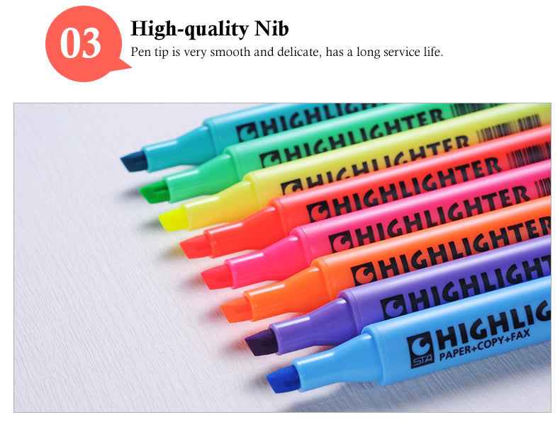 STA 3240 Fluorescent Highlighter Chisel Tip 8 Colors - TTpen