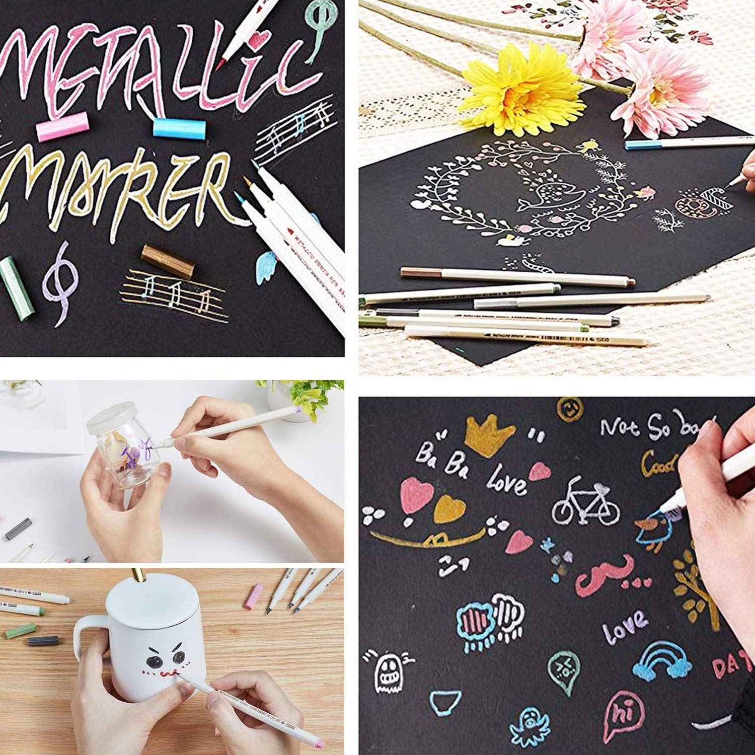 STA 10 Colors Metallic Marker Pens Brush Tip - TTpen