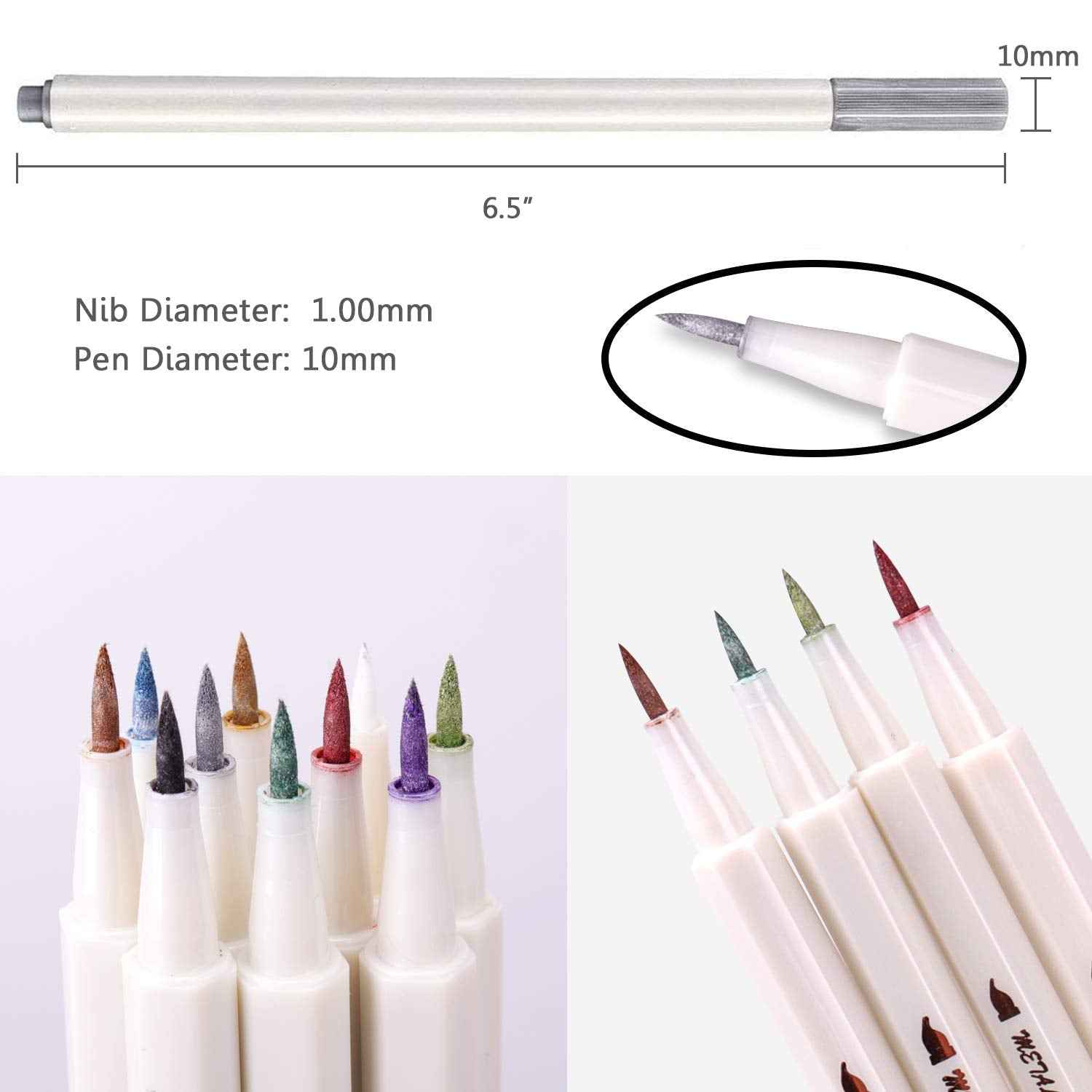 STA 10 Colors Metallic Marker Pens Brush Tip - TTpen