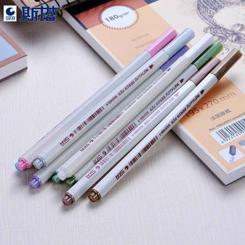STA 10 Colors Metallic Marker Pens Brush Tip - TTpen