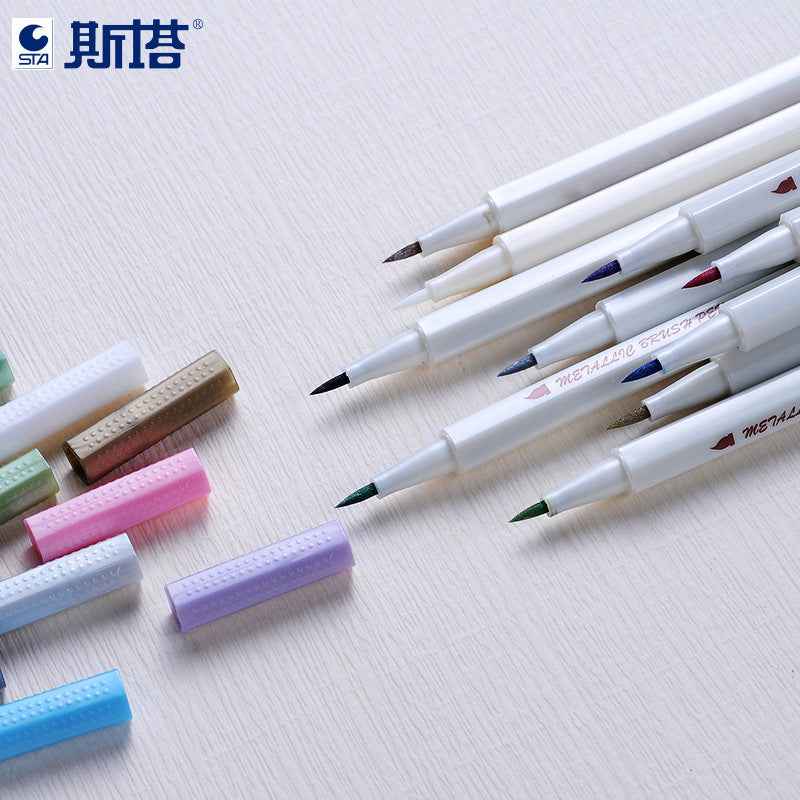 STA 10 Colors Metallic Marker Pens Brush Tip - TTpen