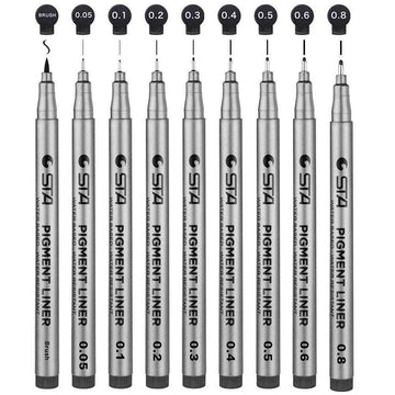 STA 9 Fineliner Black Ink for Art Technical Drawing Writing Engineering Sketching Architecture Manga - TTpen