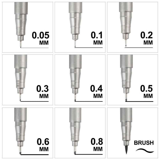 STA 9 Fineliner Black Ink for Art Technical Drawing Writing Engineering Sketching Architecture Manga - TTpen