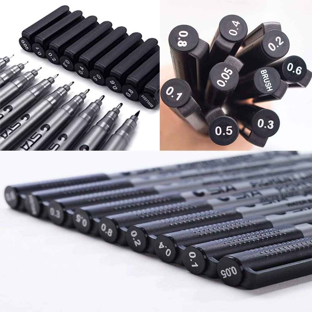 STA 9 Fineliner Black Ink for Art Technical Drawing Writing Engineering Sketching Architecture Manga - TTpen