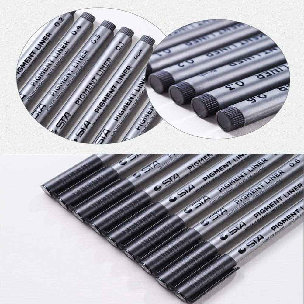 STA 9 Fineliner Black Ink for Art Technical Drawing Writing Engineering Sketching Architecture Manga - TTpen