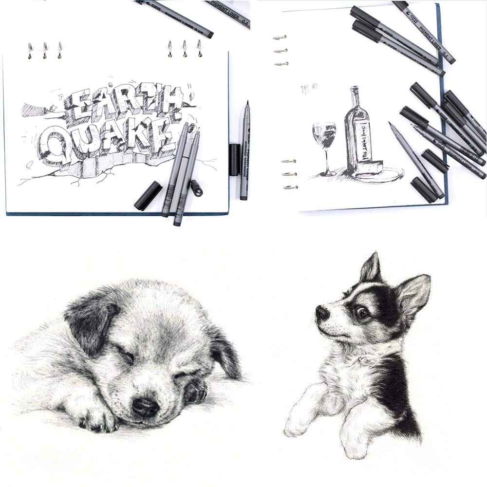 STA 9 Fineliner Black Ink for Art Technical Drawing Writing Engineering Sketching Architecture Manga - TTpen