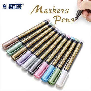 STA Metallic Marker 10 Colors for Scrapbooking Crafts Rock Painting Metal Ceramic Glass - TTpen