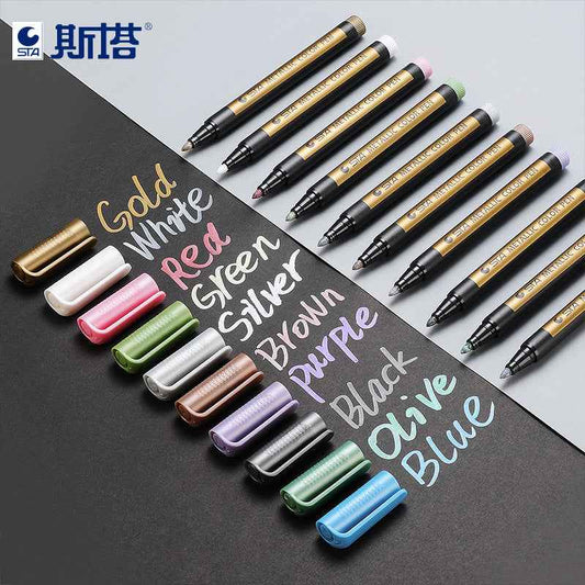 STA Metallic Marker 10 Colors for Scrapbooking Crafts Rock Painting Metal Ceramic Glass - TTpen