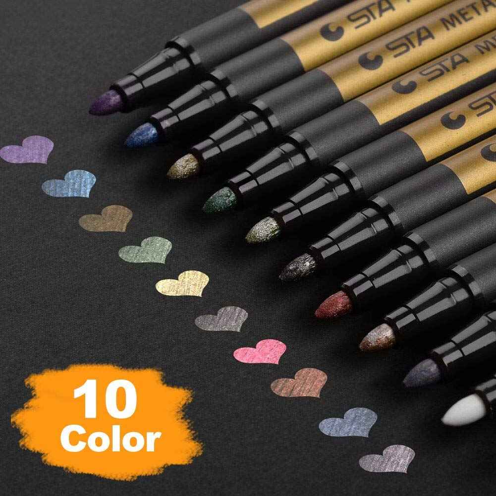 STA Metallic Marker 10 Colors for Scrapbooking Crafts Rock Painting Metal Ceramic Glass - TTpen