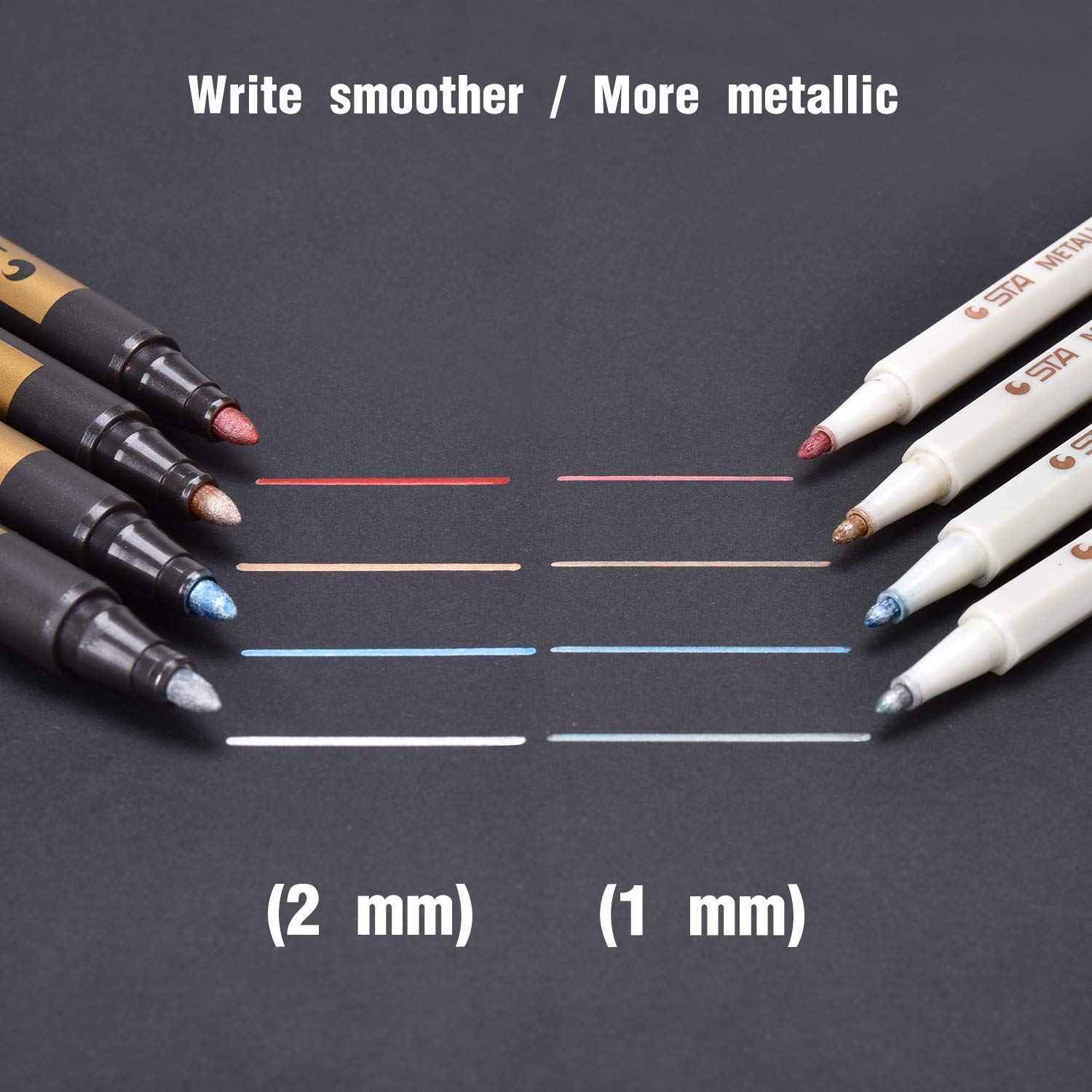 STA Metallic Marker 10 Colors for Scrapbooking Crafts Rock Painting Metal Ceramic Glass - TTpen