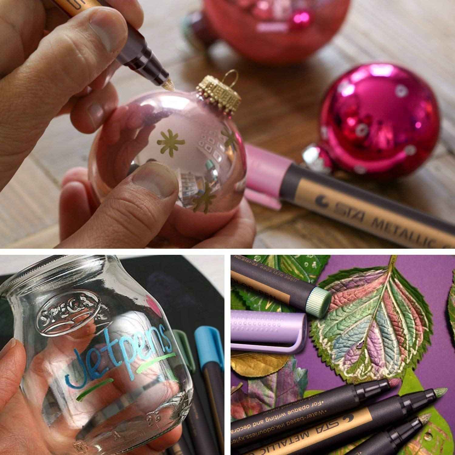 STA Metallic Marker 10 Colors for Scrapbooking Crafts Rock Painting Metal Ceramic Glass - TTpen