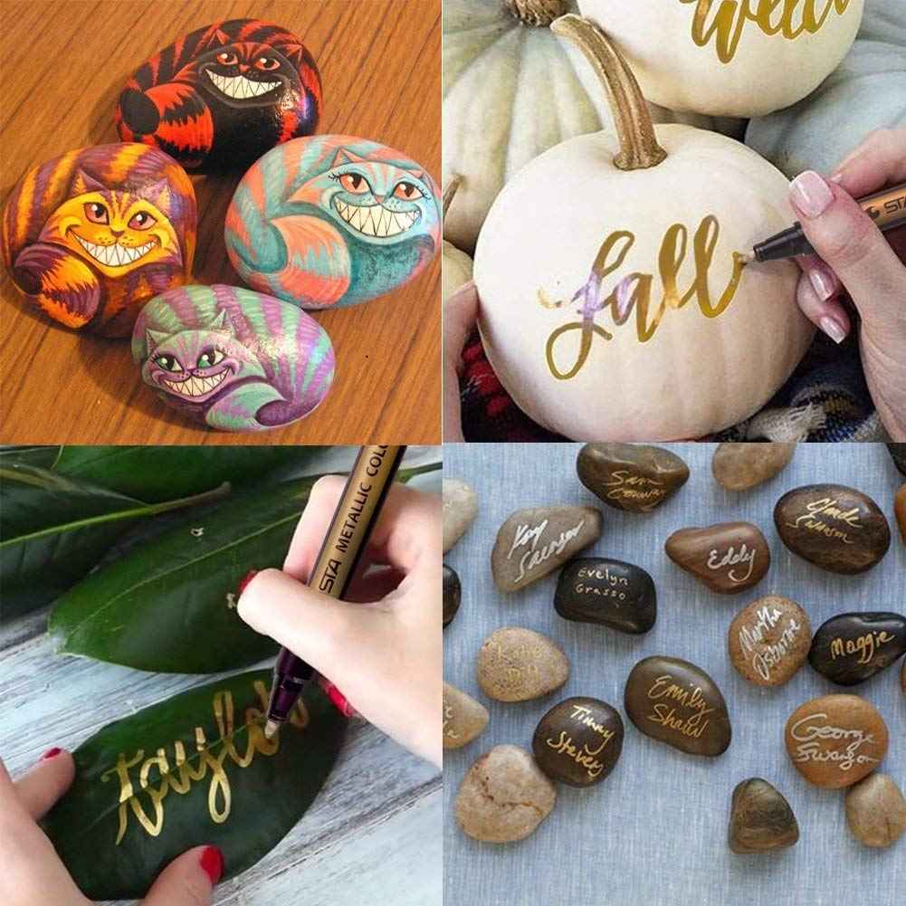 STA Metallic Marker 10 Colors for Scrapbooking Crafts Rock Painting Metal Ceramic Glass - TTpen