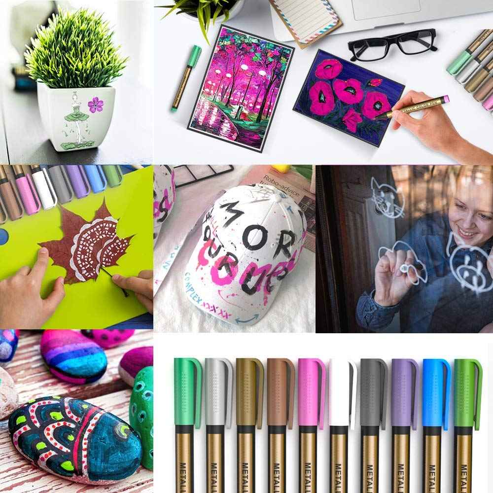 STA Metallic Marker 10 Colors for Scrapbooking Crafts Rock Painting Metal Ceramic Glass - TTpen