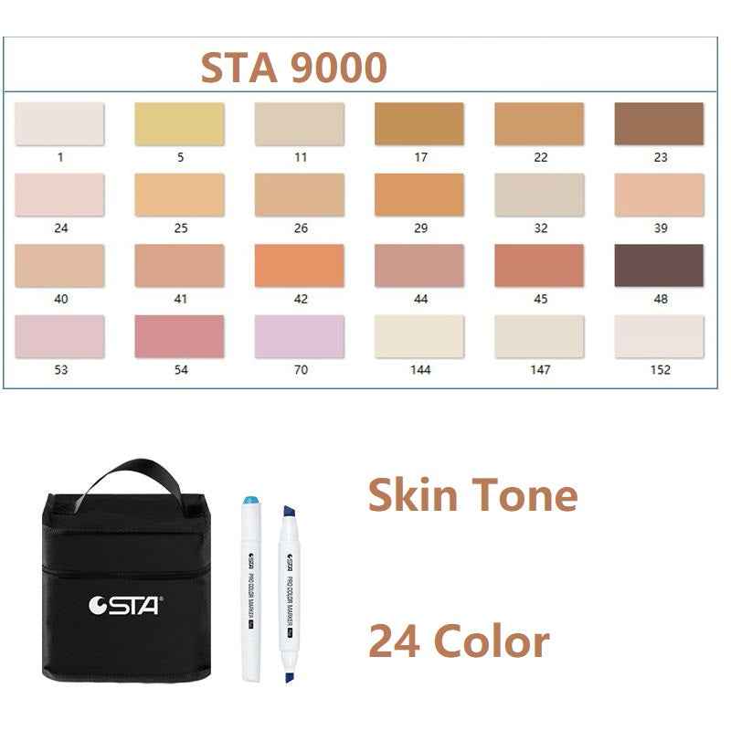 STA Pro Color Marker Plus 24/36/48/60 Skin Tone Alcohol Art Markers - TTpen