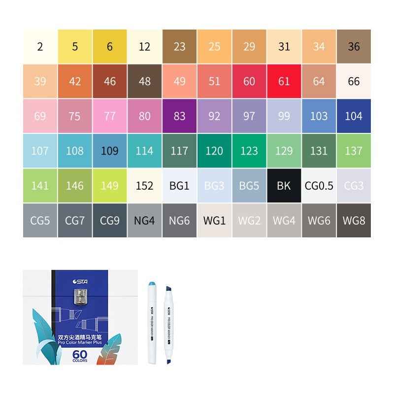 STA 9000 Pro Color Marker Plus,Classic 48/60/80/120 Colors with Carrying Box - TTpen