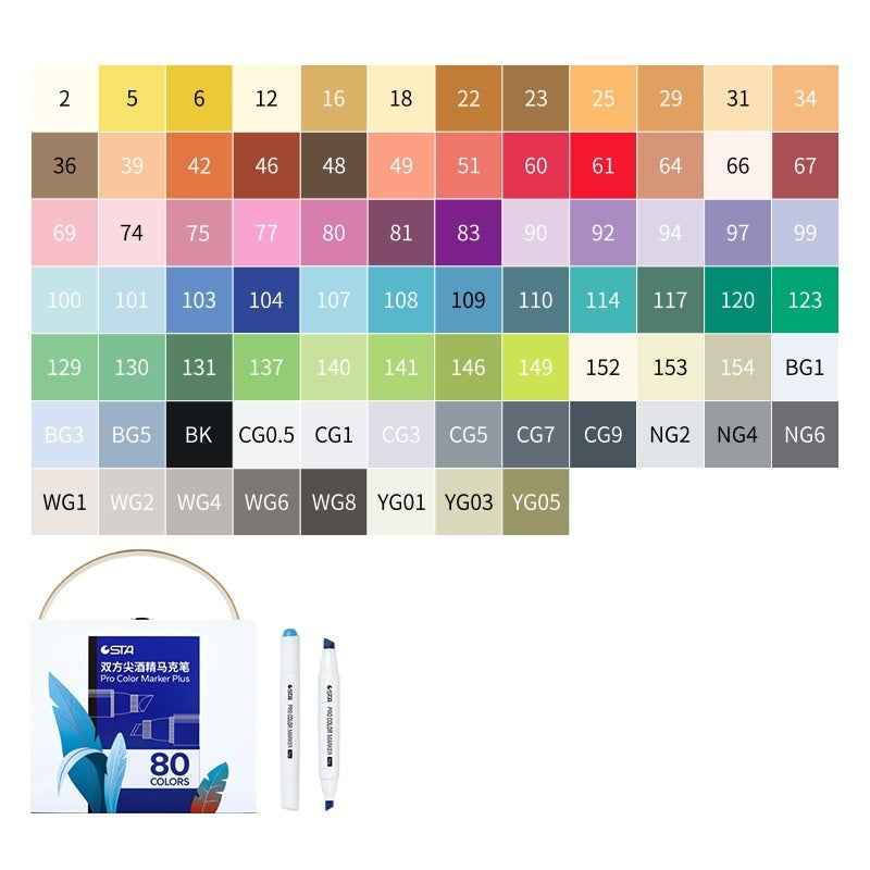 STA 9000 Pro Color Marker Plus,Classic 48/60/80/120 Colors with Carrying Box - TTpen