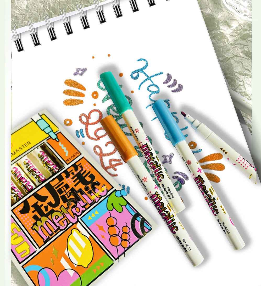 STA Graphmaster 6610 Metallic Markers, Art Supplies, 8 Colors