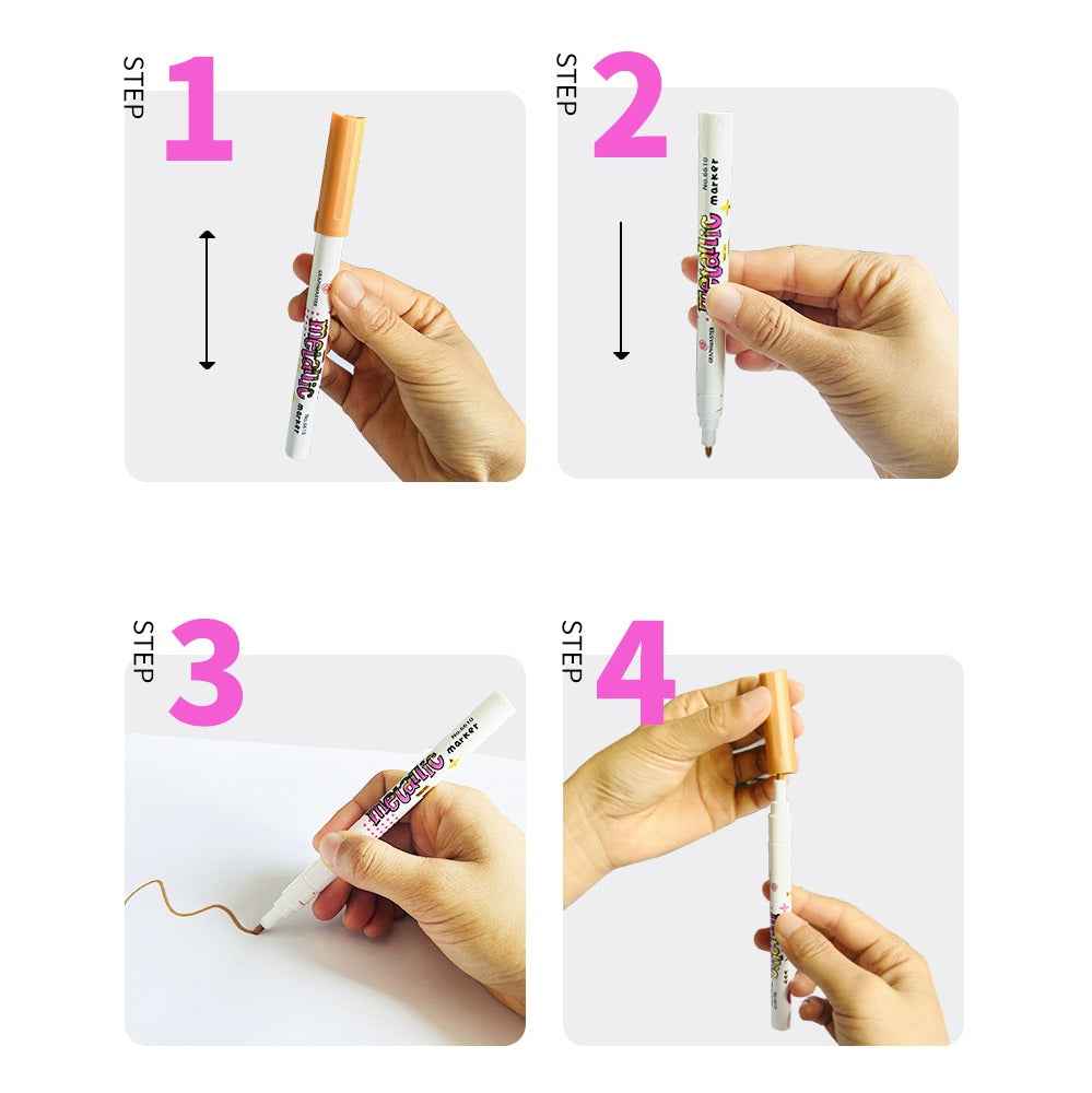 STA Graphmaster 6610 Metallic Markers, Art Supplies, 8 Colors